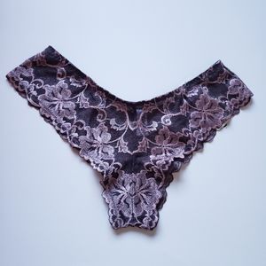 WACOAL Panties/ Underwear Grey/ Lilac Lace See Through Size Large Sexy NWT